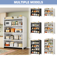 Meuble de rangement métallique moderne multi-niveaux sur pied pour ustensiles de cuisine, 4 étagères, 4 tiroirs, support durable pour four à micro-ondes et vaisselle