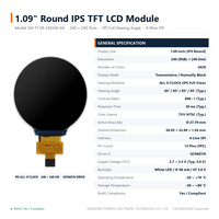 Écran TFT rond de 1,09 pouce 240*240 IPS, module LCD circulaire à affichage à l'heure complète GC9D01, SPI 4 fils pour montre connectée et appareil portable