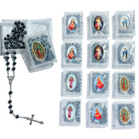 Collier unisexe en alliage vintage Shino, perles catholiques, 6 couleurs mélangées, parfum rose blanche, cadeau transfrontalier très populaire