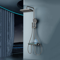 Système de douche thermostatique 4 fonctions avec affichage numérique LED et touches piano, ensemble de douche mural