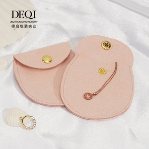 DEQI Factory Custom High Quality Eco-friendly Durable Lightweight Jewelry <b>Pouch</b> Semicircle Microfiber Buckle Closure for Rings - Product Image 3