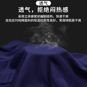 Polo homme été en coton respirant, couleur unie, manches courtes, col classique, décontracté, vêtement de travail personnalisable, bleu marine - Product Image 5