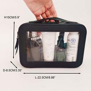 Bolsas de Maquillaje de Gran Capacidad con Doble Compartimento y Cierre, de PVC Transparente, Ecológicas, Reciclables, con Asa Negra Personalizada, Organizador de Cosméticos - Product Image 6