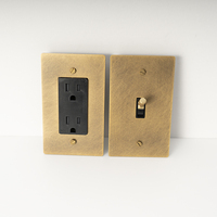 Interrupteur à bascule rétro en laiton, standard américain, laiton antique, moleté, 3 voies, 15A, prise GFCI, prise USB, 110V, variateur LED dimmable