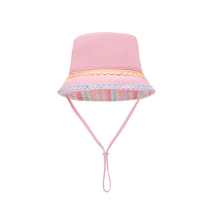 Venta al por mayor niños algodón verano al aire libre a prueba de viento cuerda cubo sombrero pescador sombrero - Product Image 6