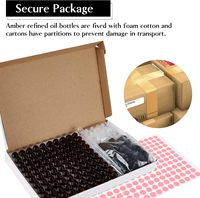 Lot de 100 flacons en verre ambré multi-tailles avec étiquettes et couvercles noirs, rechargeables, pour échantillons d'huiles essentielles et d'aromathérapie
