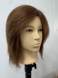 Testa di Manichino in Capelli Remy Marroni da 56 cm (8 Pollici) per Taglio e Acconciatura Maschile in Salone - Product Image 6