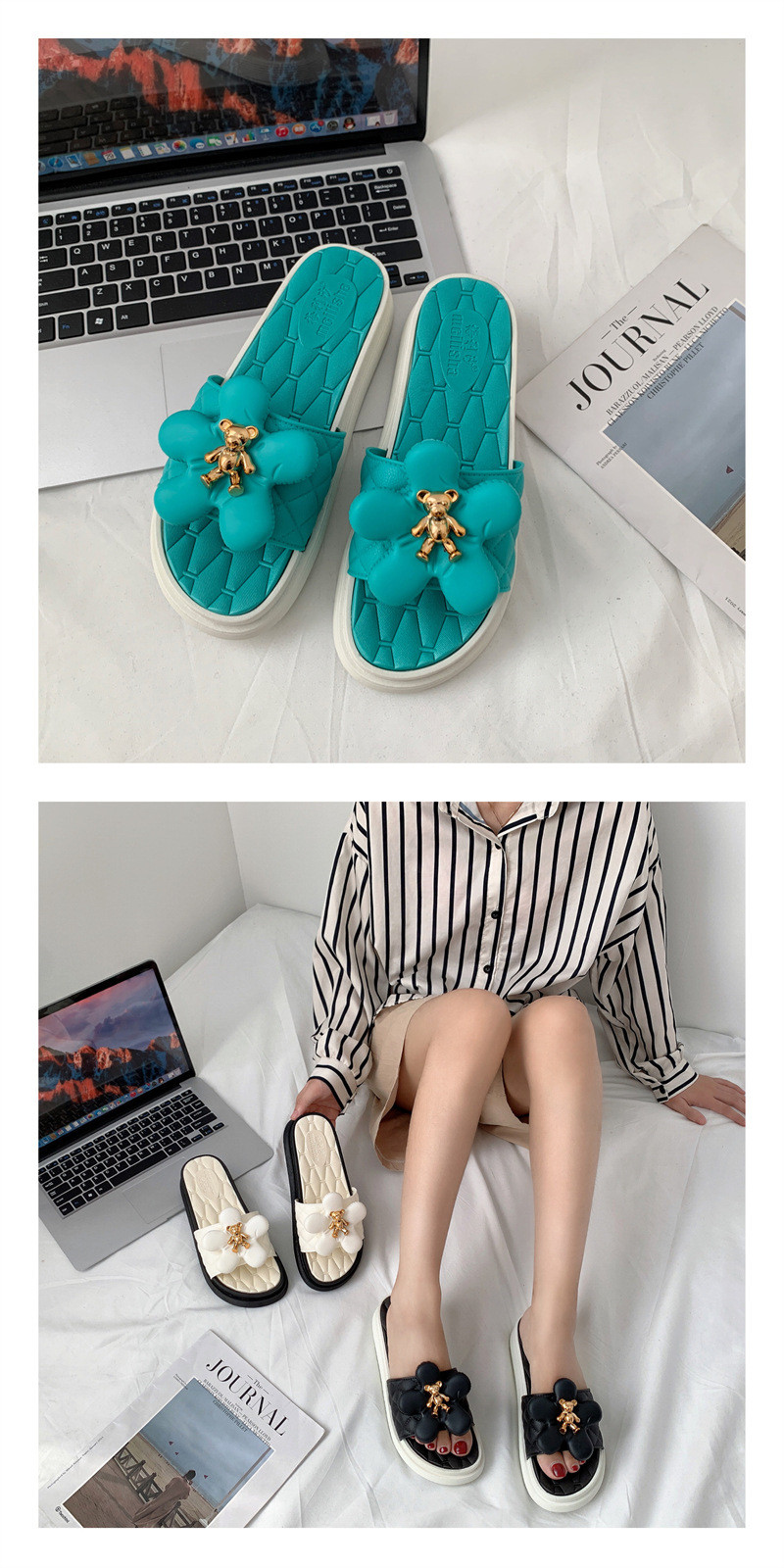 Ladies Wholesale China Flat Shoes Heightening and Thickening Casual Flat Sandals Slippers Women