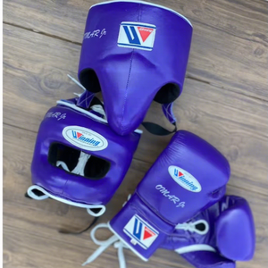 Gants de boxe d'entraînement professionnels Winning Pro en cuir de vachette véritable, à lacets, à doigts entiers, personnalisables, avec sangle de poignet réglable, soyeux - Product Image 1