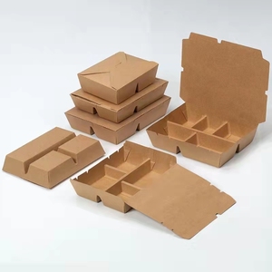 Cajas de Cartón para Comida para Llevar, de Papel Kraft Blanco o Marrón, con 2/3/4 Compartimentos, al por Mayor - Product Image 6