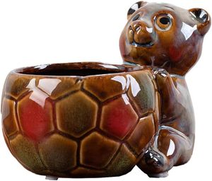 Modern Sevimli Hayvan Figürlü Seramik Saksı, Drenaj Delikli - Salyangoz Şeklinde Sukulent Saksısı - Product Image 4