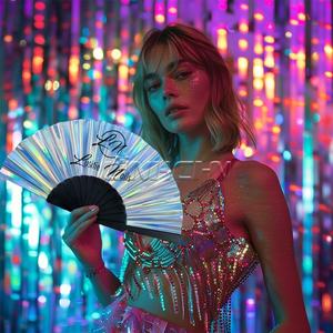 Ventilador de mano de PVC de plástico de 23cm personalizado promocional con regalo de negocios de impresión - Product Image 2