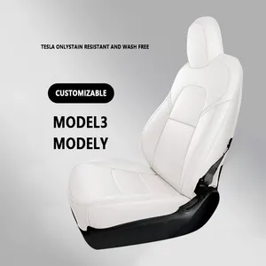 Capa de assento de couro totalmente coberta à prova d'água para Tesla Modelo 3/Y à prova d'água e resistente a manchas, adequada para capas de assento de tesla