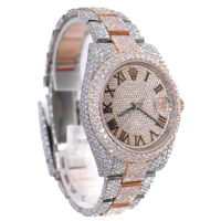 Montre de luxe unisexe en acier inoxydable et verre, sertie de moissanite et de diamants étincelants, personnalisable, 20 mm, ajustable
