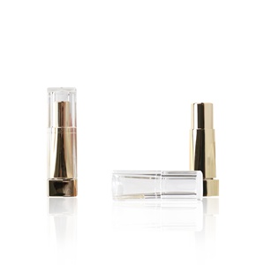 Etiqueta privada Nuevo Lip Blam Lipstick Container Tapa transparente Componente de oro metálico 3,5g Square <span class=keywords><strong>Chapstick</strong></span> Case 12,1 Buen <span class=keywords><strong>precio</strong></span> - Product Image 2
