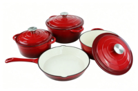 Ensemble de 4 ustensiles de cuisine en fonte émaillée : Casserole, faitout, poêle à frire et poêle à frire pour la cuisine domestique