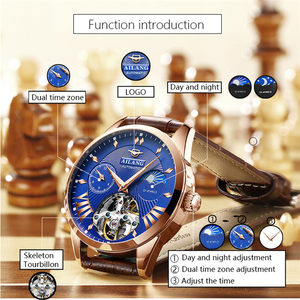 AILANG Qualità Tourbillon degli uomini di Uomini Della Vigilanza Moon Phase Automatico Orologi Meccanici Trasparente Steampunk <span class=keywords><strong>Orologio</strong></span> - Product Image 6