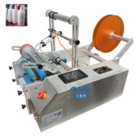 Étiqueteuse semi-automatique en acier inoxydable pour bouteilles rondes, petite machine de bureau pour étiquettes adhésives, machine d'étiquetage de produits ronds