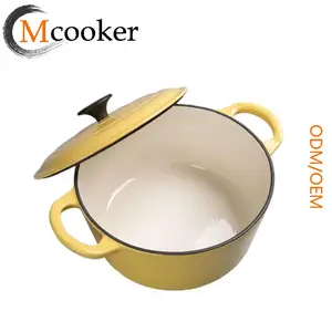 Mcooker-utensilios de cocina redondos de hierro fundido esmaltado, ollas para sopa, cazuelas con perilla de acero