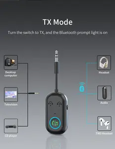 Récepteur et émetteur Bluetooth pour voiture de qualité supérieure 2-en-1 avec son stéréo sans perte et reconnexion automatique pour système audio de véhicule - Product Image 2