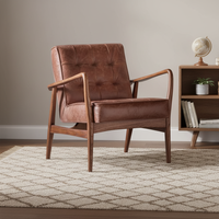 Fauteuil de relaxation moderne de luxe en bois et cuir, confortable et ergonomique, pour salon, bureau à domicile, hôtel ou comme accent décoratif
