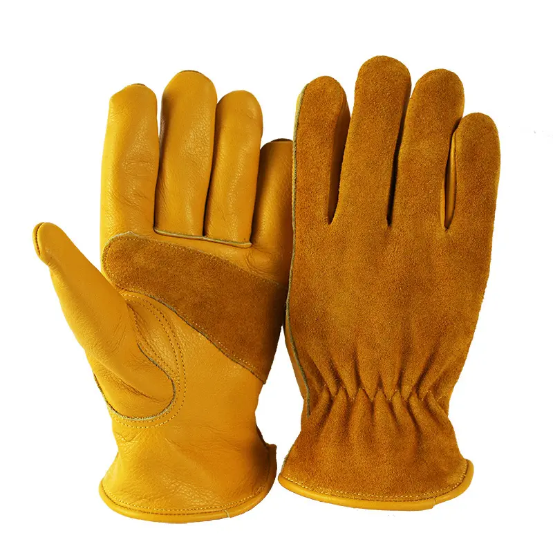 Leather Work Gloves Winter Gloves Grade Leather For Safety Working And Driving Double Palm Gloves Top Grain Leather Driver Work