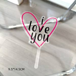 ขอบเค้กวันวาเลนไทน์สีแดงกุหลาบ ฉันรักคุณ ของตกแต่งเค้ก การ์ดรูปหัวใจ ของตกแต่งเค้กวันวาเลนไทน์ - Product Image 6