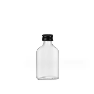 50ml 100ml mini <span class=keywords><strong>Glass</strong></span> <span class=keywords><strong>Flask</strong></span> chai rượu Pocket <span class=keywords><strong>Flask</strong></span> với nắp nhôm cho nước sốt xi-rô - Product Image 3