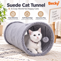 Tunnel pliable en suède pour chat avec trou d'exploration et balle – Nouveau jouet amusant pour animaux de compagnie – Vente en gros