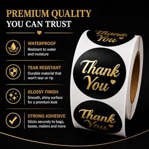 Vente flash - Étiquettes adhésives personnalisées avec logo imprimé, étiquettes rondes de remerciement avec estampage à chaud pour l'emballage - Product Image 2