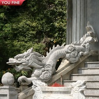Sculpture YOUFINE en marbre blanc, double dragon nuageux, statue en pierre à relief de dragon porte-bonheur pour la décoration de cour de style chinois