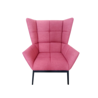 Fauteuil d'appoint moderne en tissu rembourré à dossier haut avec pieds en métal pour appartement, hôtel ou villa