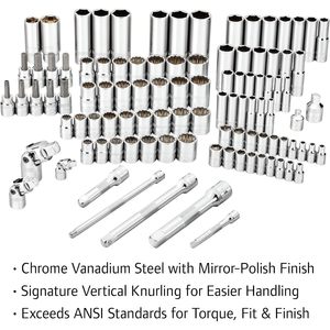 Juego de Herramientas Mecánicas Ingersoll Rand de 205 Piezas, SAE y Métricas, con Enchufe de 1/2 Pulgada, Acero al Cromo Vanadio, Kit de Reparación Automotriz - Product Image 4
