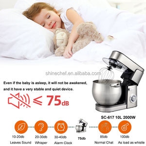 เครื่องผสมอาหารแบบตั้งโต๊ะ <span class=keywords><strong>5</strong></span> in 1 ขนาด 10 ลิตร 2000 วัตต์ 6 ระดับความเร็ว+ปุ่ม Pulse พร้อมโถสแตนเลส หัวเครื่องปรับเอียงได้ สำหรับทำเบเกอรี่ ใช้ในบ้านหรือร้านค้า - Product Image 3