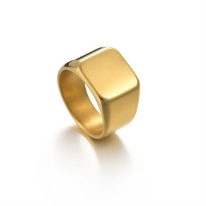 Non Tarnish Jewelry Personalized Fashion Fine Stainless Steel 18K Gold Plated Engraved Blank Logo Finger <b>Ring</b> <b>for</b> <b>Men</b> Women - Product Image 1