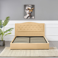Cadre de lit plateforme moderne rembourré et réglable avec rangement, tête de lit en tissu, taille Queen/King