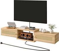Meuble TV flottant moderne avec portes, console multimédia murale pour centre de divertissement TV, armoire de rangement