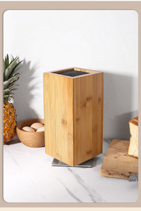 Blocco coltello in legno di 360 gradi ruotabile con magneti esterni e inserti in setola rimovibile spazio per il blocco coltelli - Product Image 3