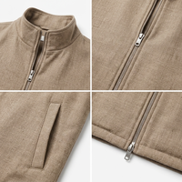 Gilets sans manches pour hommes, zippés, col montant, tissage texturé uni, automne/hiver, décontractés, pour l'extérieur, logo OEM ODM