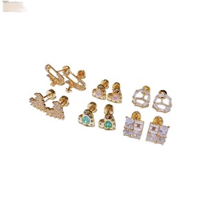 Orecchini a perno a cuore in zircone ultra-lucido e raffinato, in acciaio inossidabile con chiusura a vite, gioielli per piercing che non necessitano di essere rimossi per dormire - Product Image 5