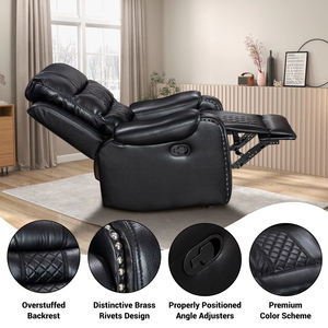 Sofá Reclinable de Cuero Extensible Moderno con Estructura de Madera para Sala de Estar, Cine en Casa y Relajación - Product Image 3