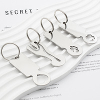 Porte-clés en métal plat à estamper, jeton de chariot, décapsuleur multifonction pour logo personnalisé, idéal pour la promotion