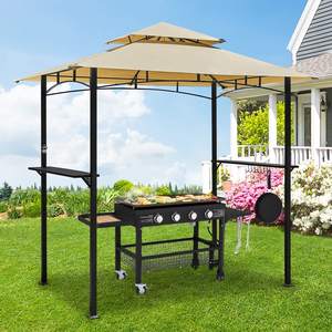 <span class=keywords><strong>Tente</strong></span> de gazebo en métal à double toit plat de 8x5 pieds facile à assembler pour le jardin. - Product Image 4