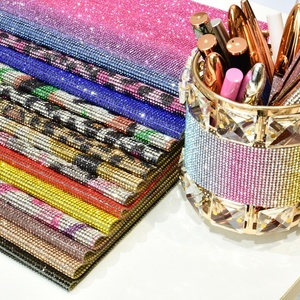 High Quality 24*40cm Crystal Self Adhesive Rhinestone Roll <b>Sheets</b> Glass Rhinestone Adhesive Mesh <b>Sheet</b> for Garment Cup Shoes - Product Image 5