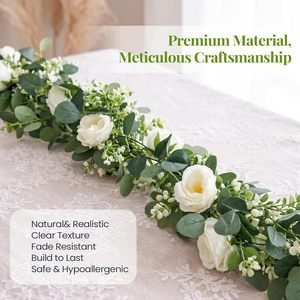 Miaomiao Artificial Rose Vine 6ft Eucalyptus Greenery Wedding Garland <b>Decor</b> For Home <b>Wall</b> Hanging - Product Image 4