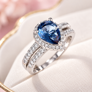 Anillo con Corte de Pera en Forma de Gota de Agua, con Engaste Pavé, Joyería Elegante para Mujer, para Uso Diario - Product Image 1