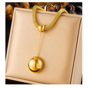 Nuevo Collar con Colgante de Bola de Acero Inoxidable Chapado en <span class=keywords><strong>Oro</strong></span> de <span class=keywords><strong>18</strong></span> Quilates, Antideslustre, para Mujer - Product Image 1