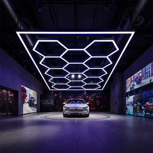 Panneau lumineux LED modulaire hexagonal, éclairage de plafond de garage avec télécommande, indice de protection IP54, 672W, haute luminosité - Product Image 2