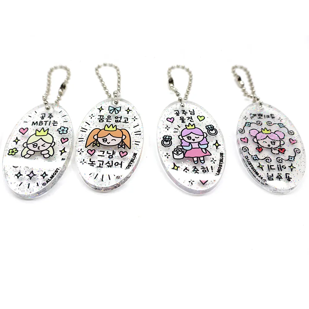 Transparent Plastic Round Acrylic Tag Key Chains for Decorations