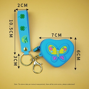 Hot Sale Soft Silicone 3d Creative Heart Shape Mini Storage Bag <b>Personalized</b> Promotional Business <b>Keychain</b> Accessories - Product Image 3